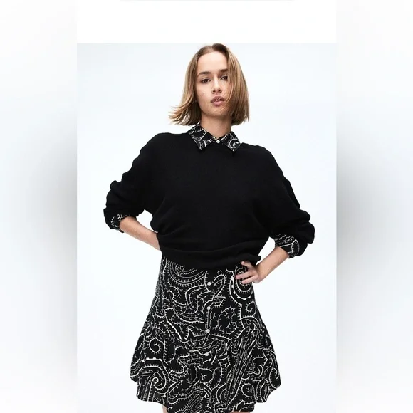 H&M Black and White Graphic Long Sleeve Dress - Picture 3 of 14